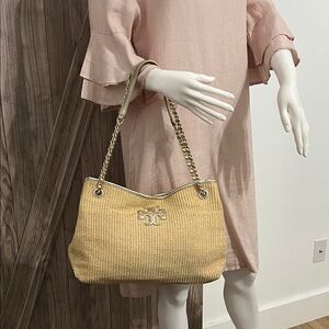 Tory Burch Gold Woven Shoulder Bag